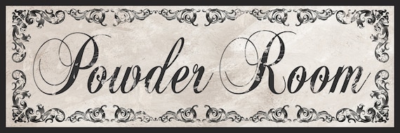 Powder Room Sign, Victorian Black and White Bathroom Decor,Powder Room decor,Vintage Bath decor, Bath Sign, two sizes available