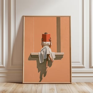Woman Reading By Window Print, Minimalist Oil Painting Art, Cozy Reading Nook Decor, Whimsical Statement Piece, Book Lover Housewarming Gift