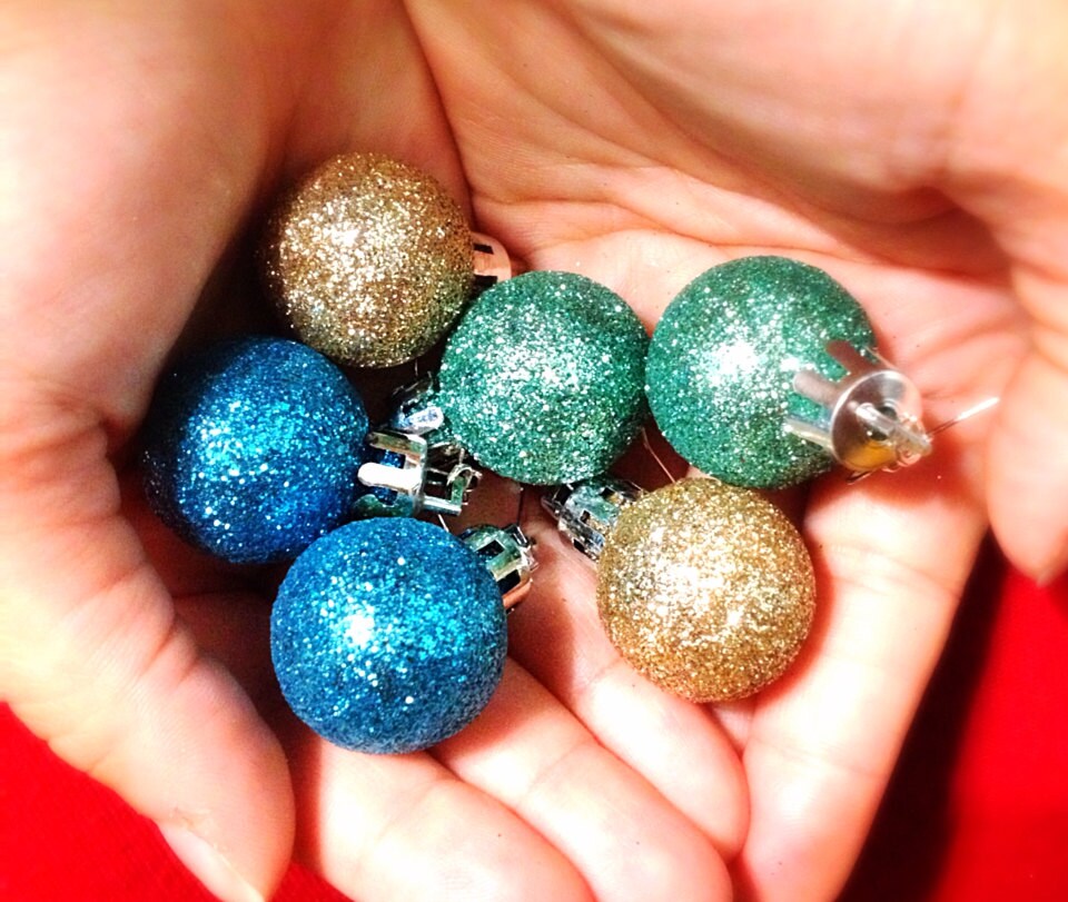 Glitter Christmas Ball Dangle Earrings. You Choose. Gold. Etsy