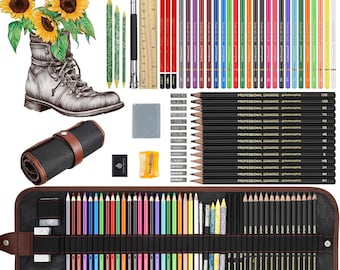 Heshengping 50-Piece Sketching & Drawing Pencil Kit