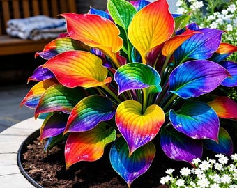 Rainbow Hosta Bulbs (4 Pack) | Perennial Shade Plant | Colorful Hosta Rhizomes | Easy Grow Garden Plants