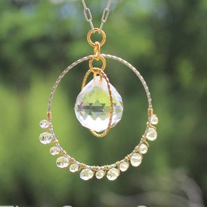 Wire Wrapped Prism Car Charm for Rear View Mirror | Crystal Sun Catcher Car Accessory | Rainbow Making Light Catcher | Crystal Car Decor