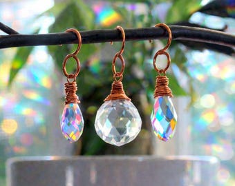 Wire Wrapped Copper Crystal Plant Suncatcher: Houseplant Decor