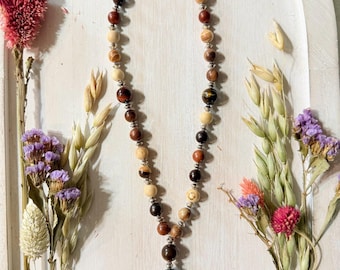 Handmade Wood Agate Prayer Beads | Rustic Christian Devotional Beads, Cross Pendant