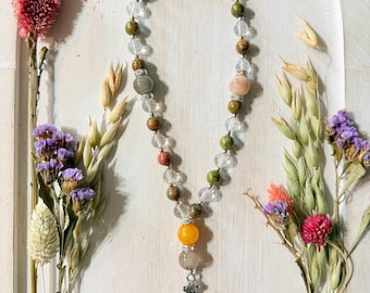 Handmade Agate Prayer Beads with Ornate Cross Pendant | Natural Stone Devotional Rosary