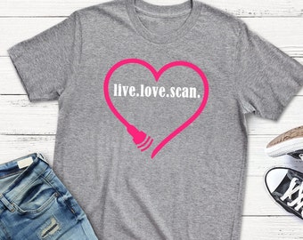 Ultrasound Tech Sonographer Diagnostic Imaging T-Shirt  100% Cotton Gray White Pink Unisex Men  Women