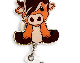 Highland Cow Badge Reel | Cow | Badge Reel | Work Badge | Healthcare Worker | Country | Cute Cow | Brown Cow | Scrubs