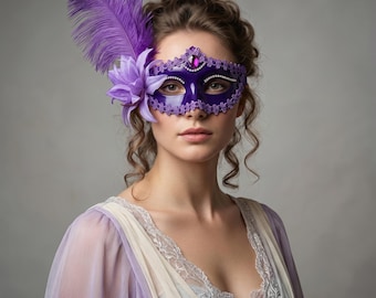 Feather Lace Masquerade Mask | Elegant Women's Party Costume Accessory