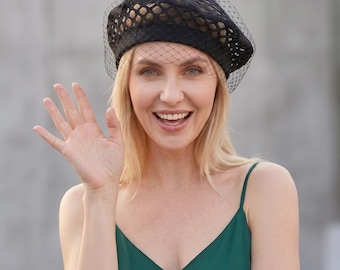 Béret léger et décontracté pour femme | Casquette en dentelle d'inspiration vintage | Chapeau élégant en maille style urbain
