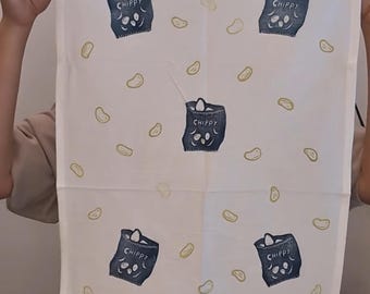 Hand-Printed Flour Sack Tea Towel | Artisan Cotton Dish Towel | Minimalist Kitchen Decor Gift