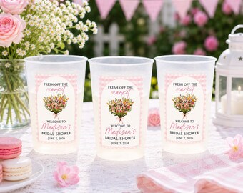Kundenspezifische Brautduschenschalen, frisch vom Markt Thema, Junggesellinnenabschieds-Trinkgeschirr, Tinte Kokette Brautduschen-Gastgeschenk, Braut, zum Becher zu sein