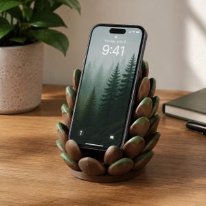 Pinecone Phone Stand - 3D Printed Smartphone Holder for Desk and Bedside