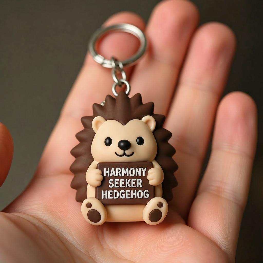 Zen Keychain Harmony Seeker Hedgehog Keychain, Zen Spiky Friend Charm, Hand-painted ...