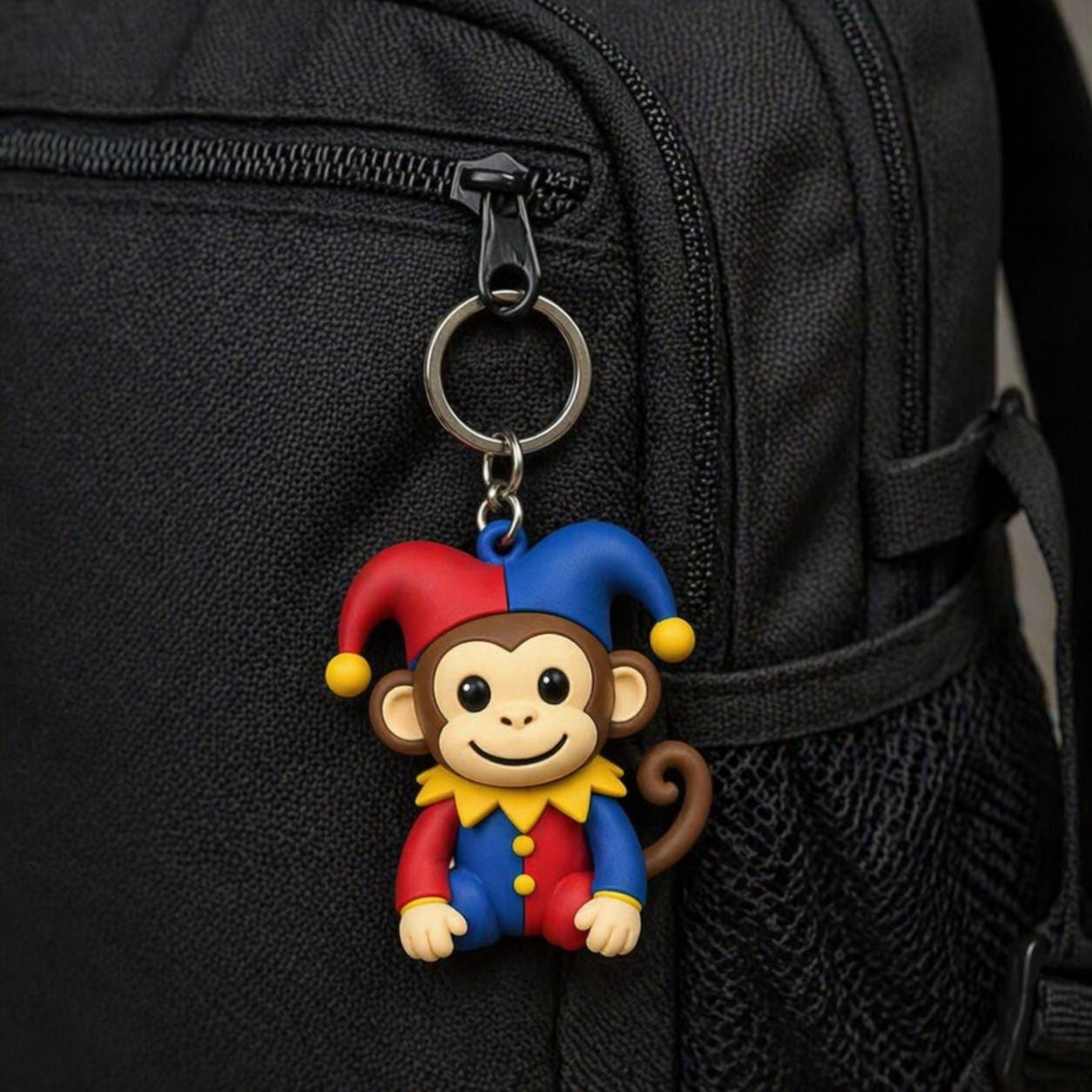 Medieval Court Jester Monkey Keychain, Hand-painted Artisan Trinket ...