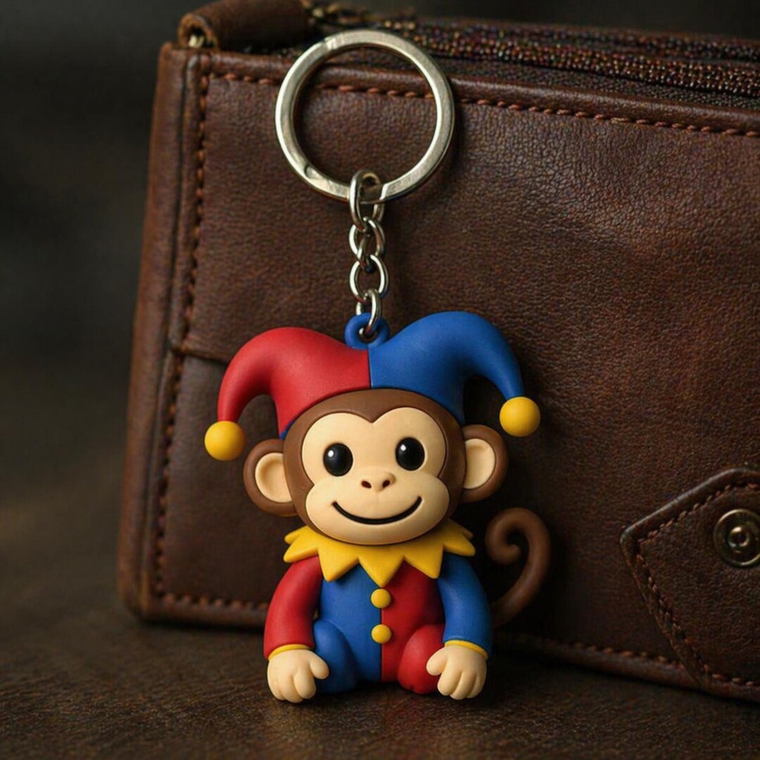 Jester Key Chain Medieval Court Jester Monkey Keychain, Hand-painted Artisan Trinket ...