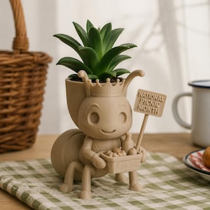 Ant King Succulent Planter, 3D Printed Insect Home Decor, Hand Painted Novelty Pot