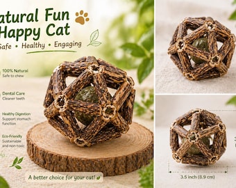 Natural Silvervine Matatabi Cat Chew Toy, Dental Health Stick Ball (2PCS)