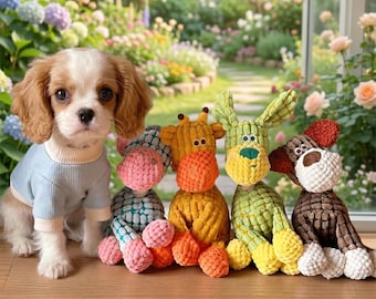 Juguete de peluche indestructible con sonido para perros: juguete resistente para masticar, ideal para perros que mastican con fuerza, alivia la dentición de los cachorros y es un juguete de peluche interactivo y duradero, perfecto como regalo para mascotas.