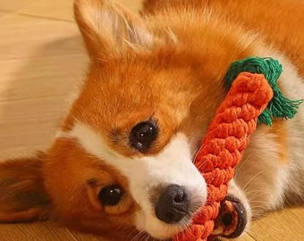 Cuerda de algodón hecha a mano para gatos y perros, duradera, tejida a mano, mordedor dental de fibra natural para cachorros, juguete ecológico trenzado con nudo, regalo para mascotas.