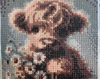 Highland Cow with Daisies Diamond Painting  – Completed . I do the work so you dont have to.