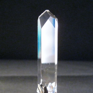 Lamp Finial-Pointed Leaded Crystal Prism Lamp Finial-Satin Nickel Base