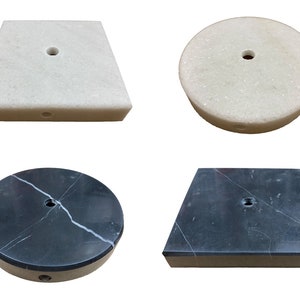 Lamp Parts-MARBLE LAMP BASES-Square or Round, 5" or 6", Black or White (1 Pc.)