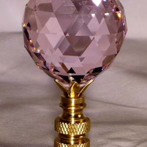 Lamp Finial-Stunning Leaded Crystal Lamp Finial**PINK**Brass Base
