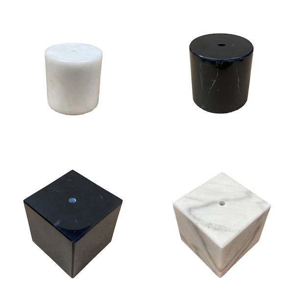 Lamp Parts-MARBLE Lamp/Sculpture BASE-Cube or Cylinder, 4" or 5", Black or White (1 Pc.)