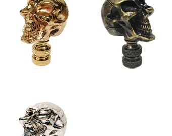 SKULL Lamp Finial-Highly Detailed Cast Metal-Available in Aged Brass, Polished Gold or Polished Nickel Finish (1 Pc.)
