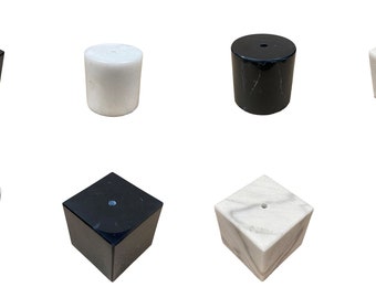Lamp Parts-MARBLE Lamp/Sculpture BASE-Cube or Cylinder, 4" or 5", Black or White (1 Pc.)