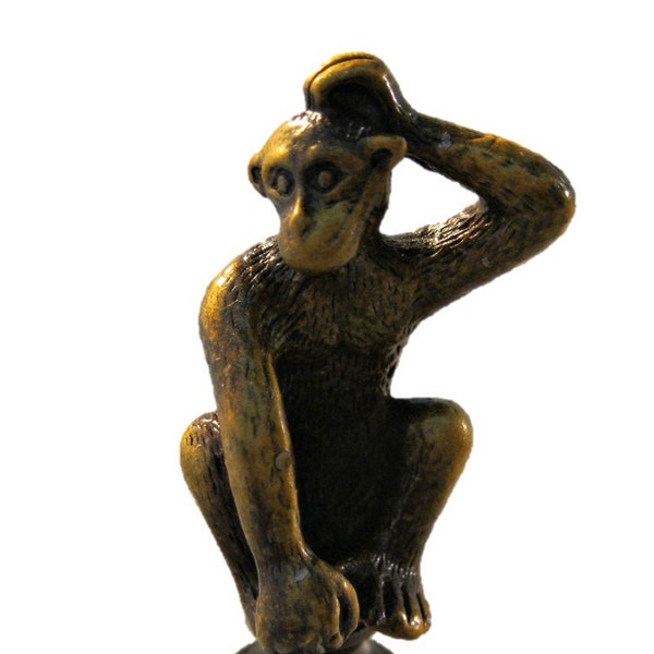 MONKEY Aged Brass Lamp Finial-Highly Detailed Cast Metal