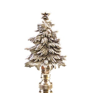 Holiday Lamp Finial christmas Tree antique Silver Finish solid