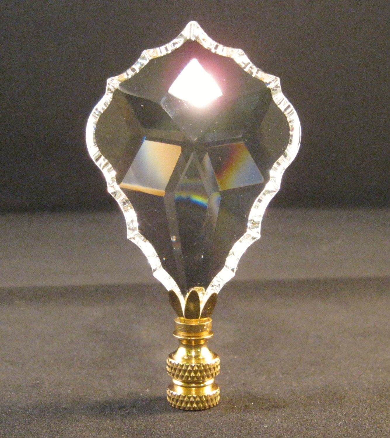 Lamp Finial-TAPERED SPEAR-Crystal Lamp Finial-Satin Nickel Base