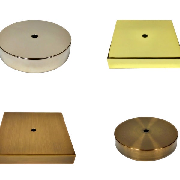 Lamp Parts-METAL LAMP BASES-Square or Round, 5" or 6", 4 Finishes (1 Pc.)