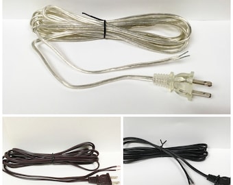 Lamp Parts-Cord Set-8' and 12' Lengths-Available in Black, Brown, Silver/Clear-SPT-1 (18/2) U.L. Polarized Plug (1-PC.)