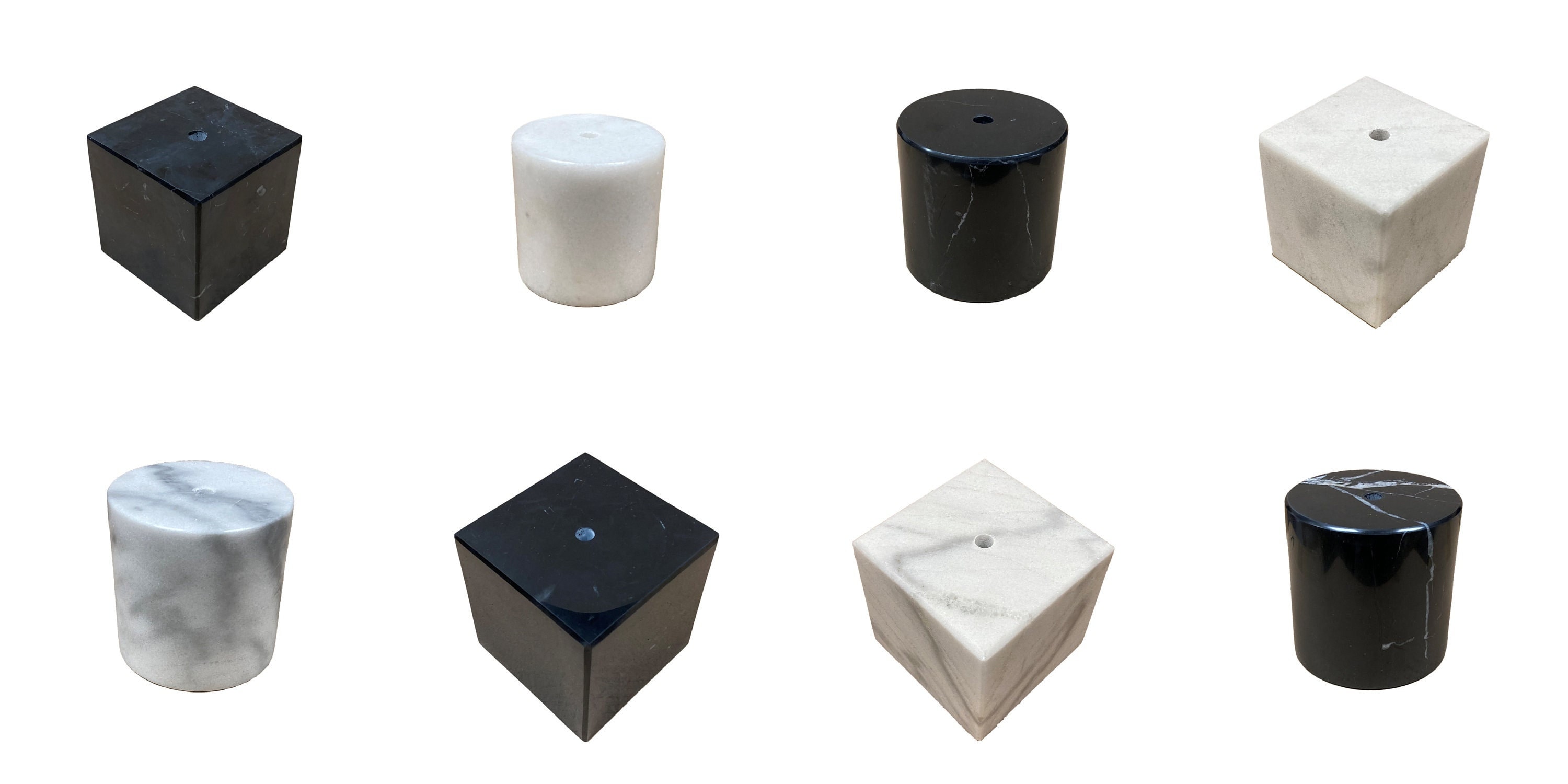 Lamp Parts-MARBLE Lamp/Sculpture BASE-Cube or Cylinder, 4" or 5", Black or White (1 Pc.)
