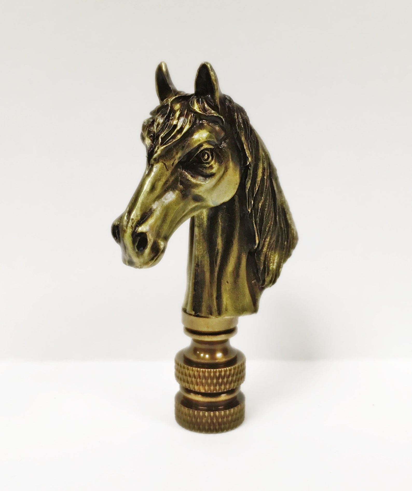 HORSE HEAD Aged Brass Lamp Finialhighly Detailed Cast Metal Etsy