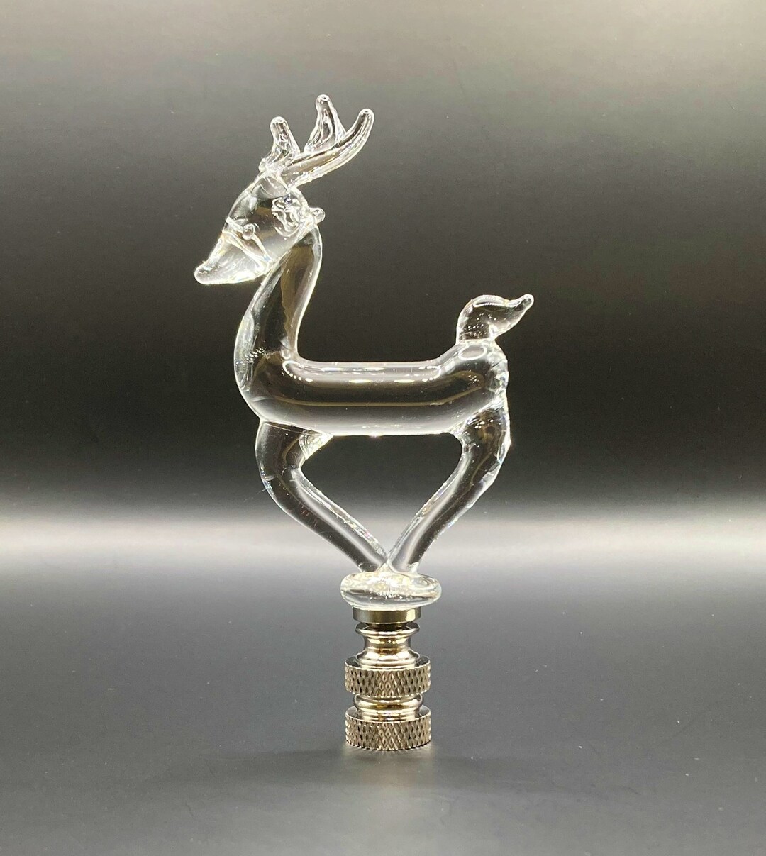 Holiday/christmas Lamp Finialclear GLASS Reindeerpolished Etsy