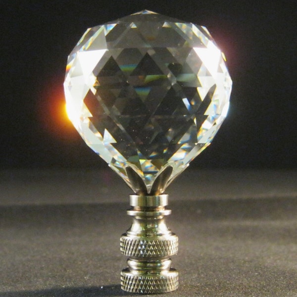 Lamp Finial-Faceted Leaded Crystal Ball**Satin Nickel Base**