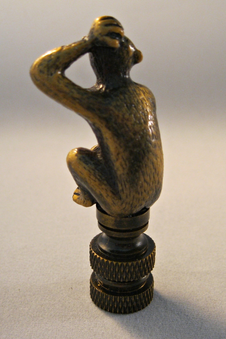 MONKEY Aged Brass Lamp FinialHighly Detailed Cast Metal Etsy