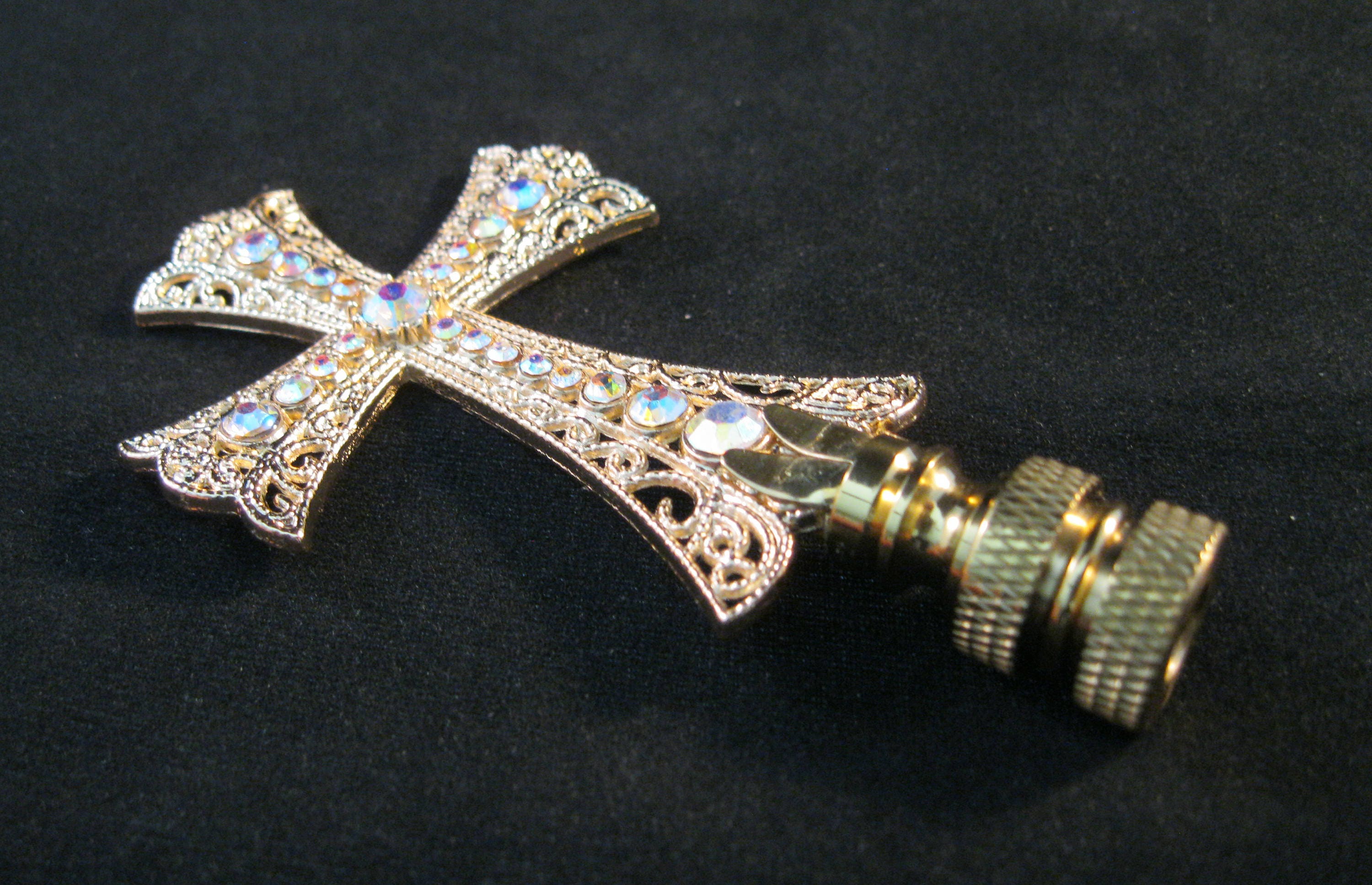 Lamp Finialgold AB RHINESTONE CROSS Lamp Finialpolished Etsy UK