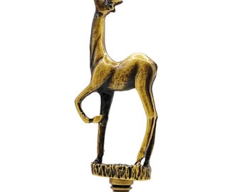 STANDING DEER Aged Brass Finish Lamp Finial-Highly Detailed Cast Metal