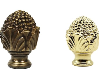 FLOWER BUD Lamp Finial-Solid Cast Brass-Highly Detailed, Dual Thread, Antique Brass or Polished Brass finish (1 Pc)