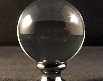 LARGE ORB Optic Crystal Lamp Finial-Chrome Finish