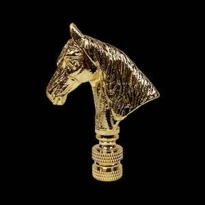 HORSE HEAD Polished Brass Finish Lamp Finial-Highly Detailed Cast Metal