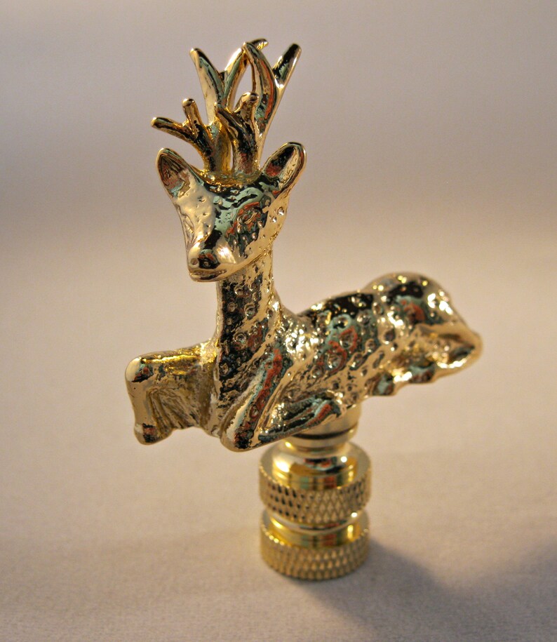 DEER Polished Brass Lamp FinialHighly Detailed Cast Metal Etsy