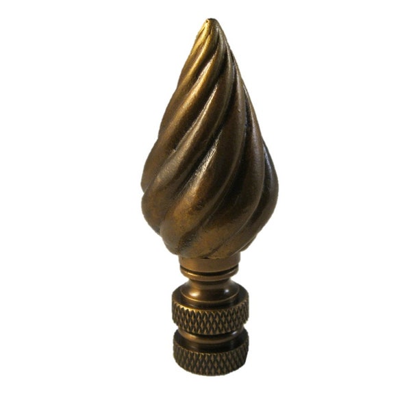 SPIRAL CONE Aged Brass Lamp Finial-Highly Detailed Cast Metal