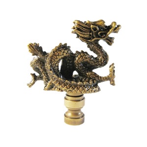 SERPENT/DRAGON Aged Brass Finish Lamp Finial-Highly Detailed Cast Metal