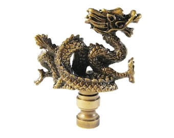 SERPENT/DRAGON Aged Brass Finish Lamp Finial-Highly Detailed Cast Metal