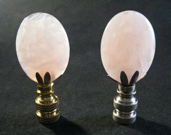 Stone Lamp Finial-ROSE QUARTZ W/Antique Brass, Polished Brass or Nickel Base (1-PC.)
